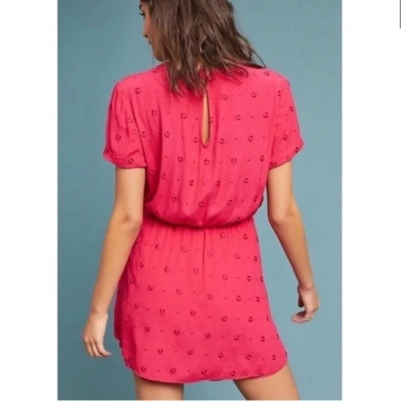 Anthropologie Ett:Twa Greenbrier Embroidered Romper in Pink Magenta